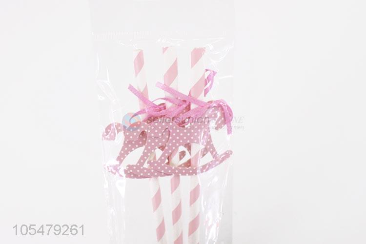 Hot Selling Pink Horse Shape Paper Straw Party Supplies
