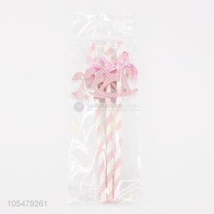 Hot Selling Pink Horse Shape Paper Straw Party Supplies