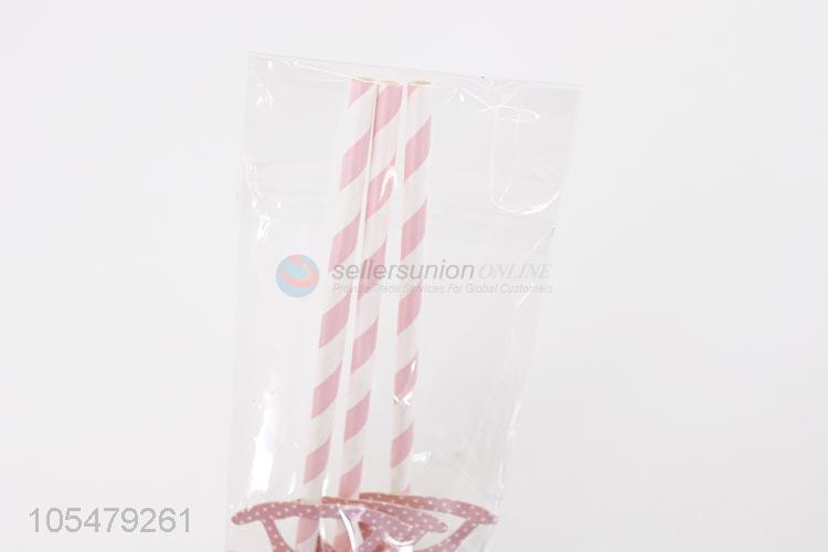 Hot Selling Pink Horse Shape Paper Straw Party Supplies