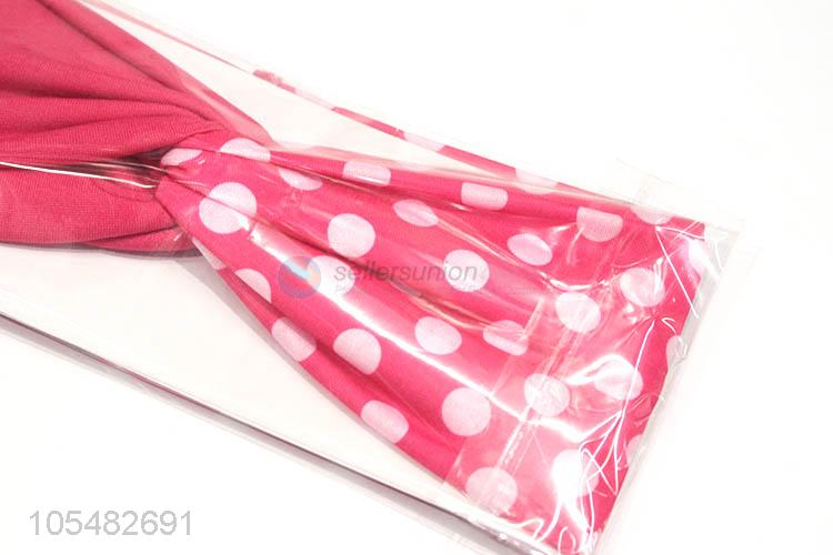 Hot selling dots printed rose red bowknot hair band/headband