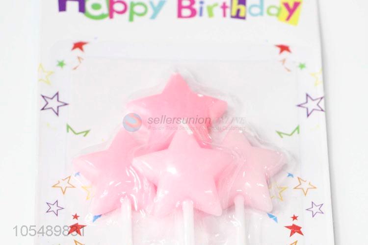 Wholesale Cheap Pink Color Star Sticks Birthday Candle