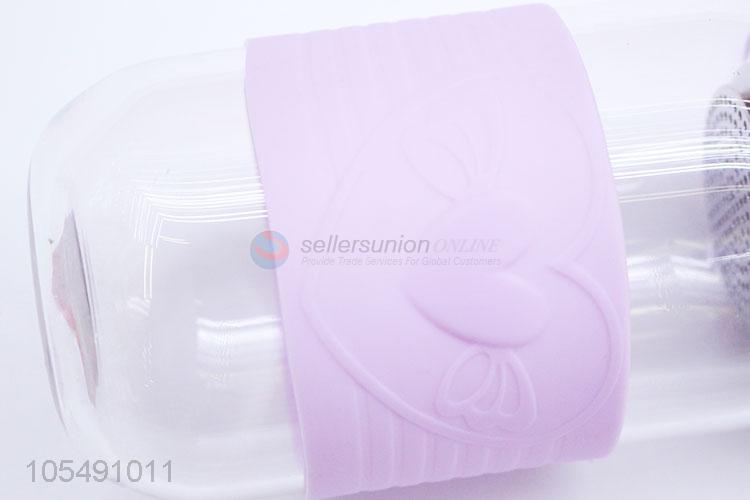 Good quality portable cute silicone glass water bottle