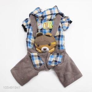 Cute Design Add Wool Plaid Shirt Suspender Trousers Pet Clothes