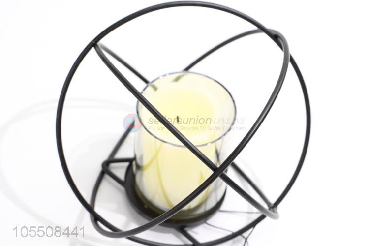 Modern indoor decor black iron wire candle holder