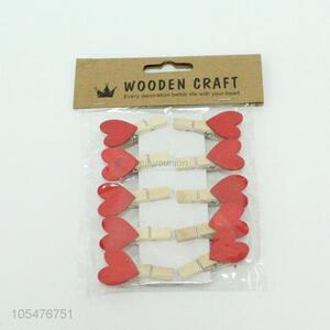 Sweet Design Heart 10 Pieces Wooden Decorative Clip