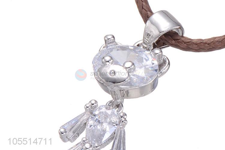 Wholesale Cartoon Bear Diamond Necklace Pendant Jewelry Fashion DIY Accessories