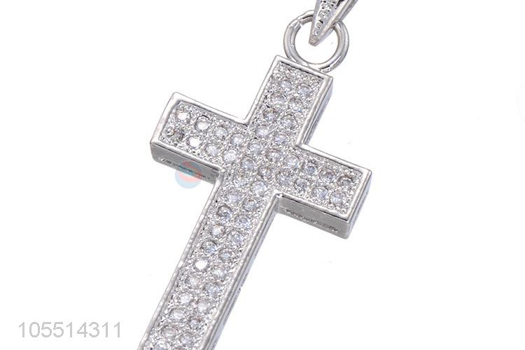 Wholesale Cross Shape Inlay Zircon Necklace Pendant Fashion Accessories