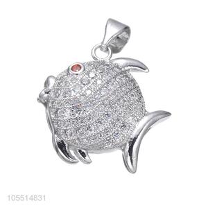 Lovely Fish Shape Inlay Zircon Necklace Pendant Fashion Accessories