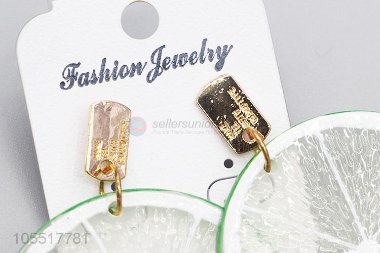 Excellent Quality Trend Yellow Lemon Charm Hooks Drop Earrings