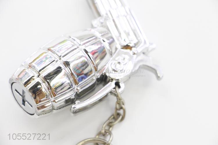 ODM factory silver grenade shape led flashlight with keychain