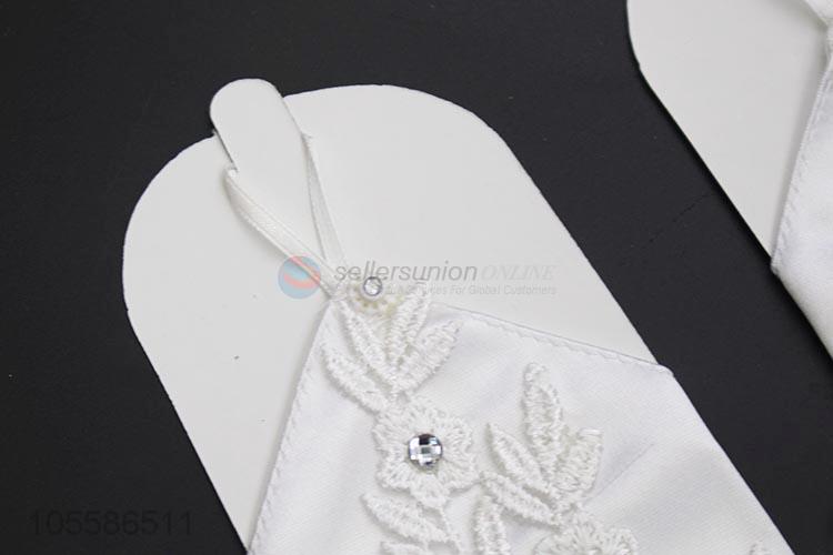 Factory Price Luxury Rhinestone Wedding Bridal Satin Gloves