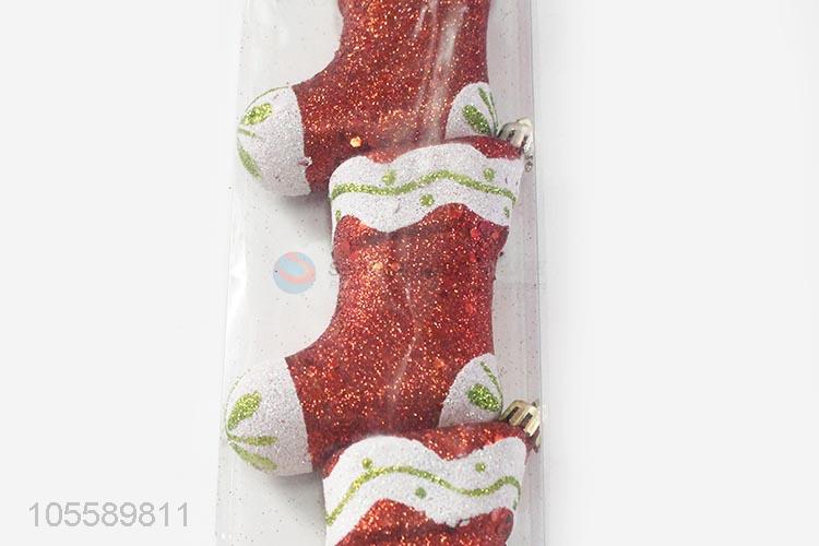 Cute Design 4 Pieces Plastic Christmas Sock Shape Christmas Ornament