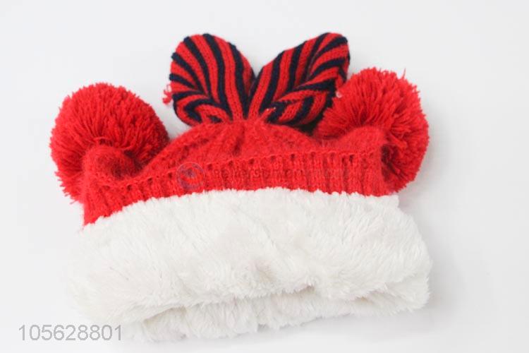Unique Design Acrylic Knitted Earmuffs Hats For Litter Girls