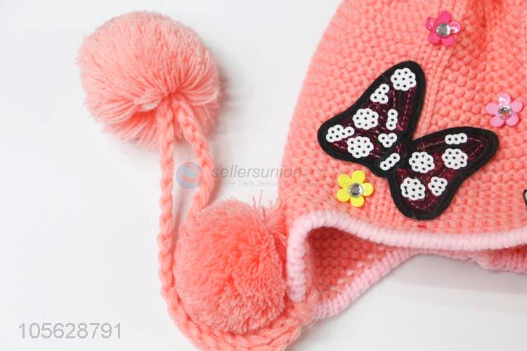 Cute Design Butterfly Pattern Colorful Earmuffs Hats For Kids