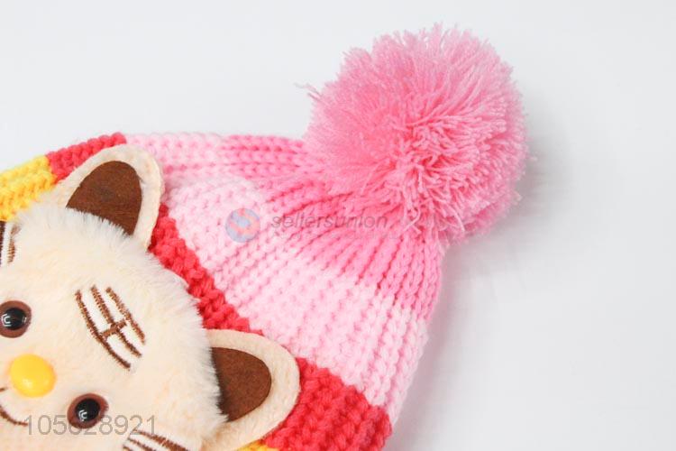 Good Sale Cartoon Knitted Earmuffs Hat For Litter Girls