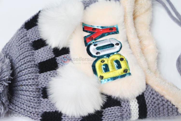 Popular Children Winter Warm Hat Pompon Ball Earmuffs Hat