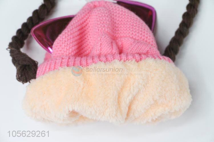 Custom Winter Warm Hat Knitted Beanie Cap For Baby Girls