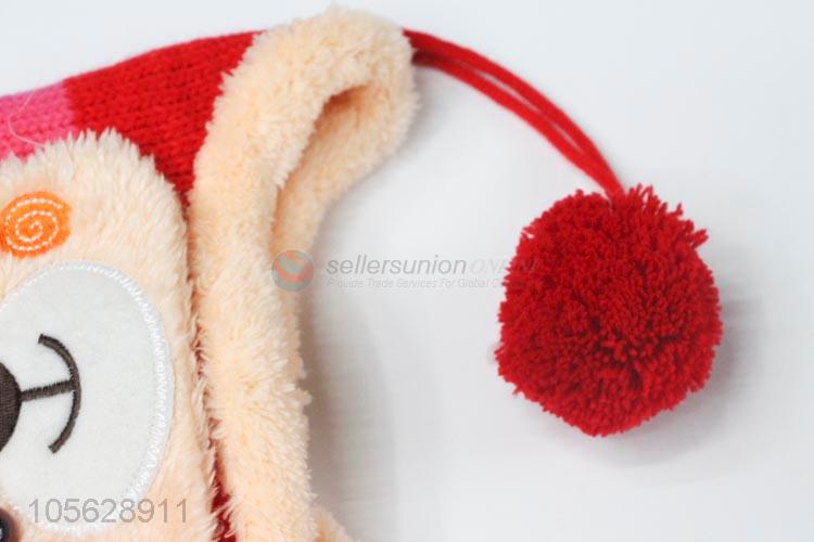 High Quality Kids Knitted Earmuffs Hat With Pompon Ball