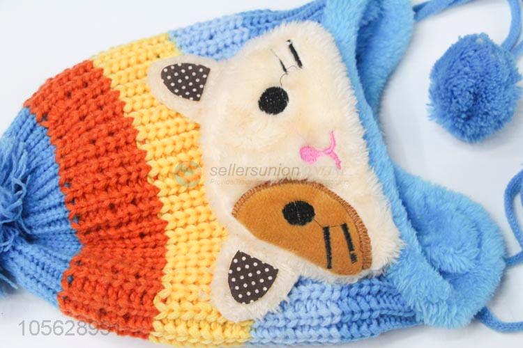 Cute Animal Pattern Winter Knitted Earmuffs Hat For Boys