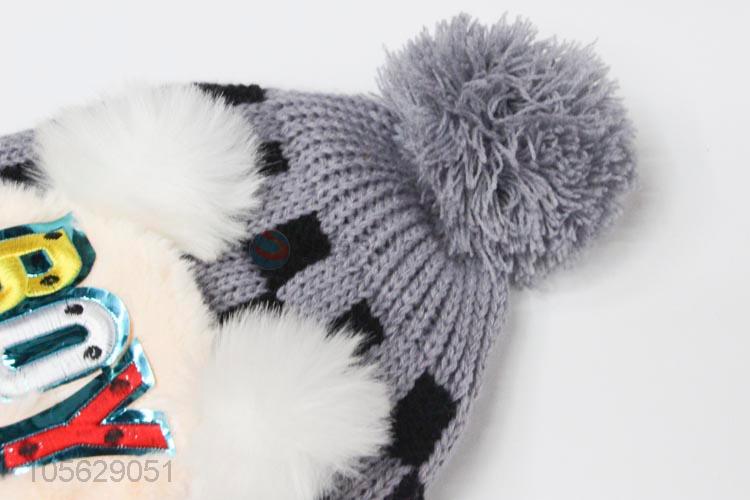 Popular Children Winter Warm Hat Pompon Ball Earmuffs Hat