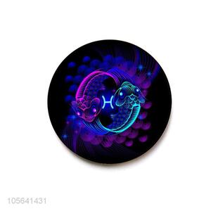 High quality round shape acrylic magnetic Pisces fridge magnet