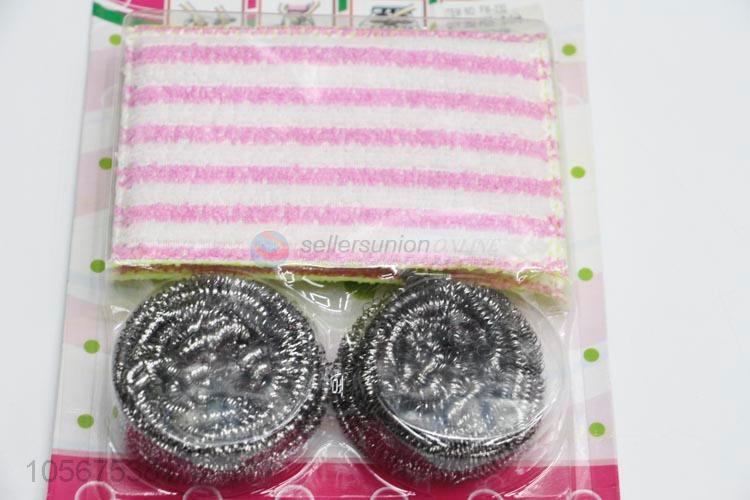 High-grade stainless steel wire clean ball and scrubbing sponges set