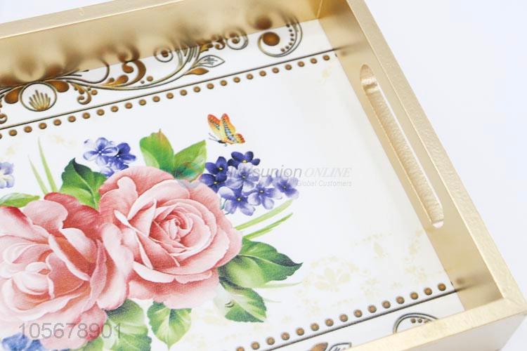 Chinese Factory Flower Pattern MDF Board Salver for Food