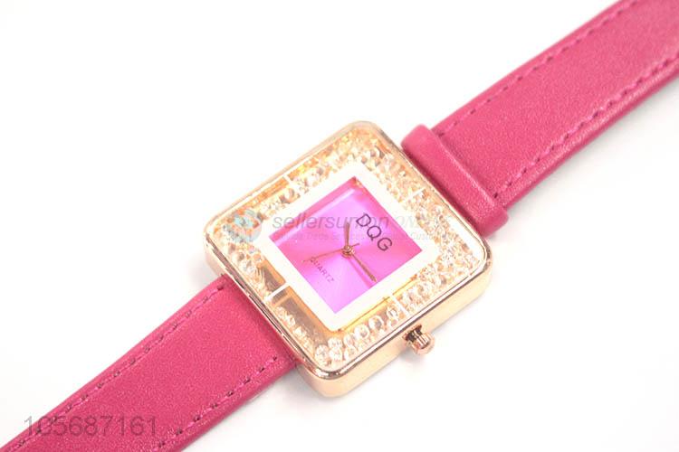 Fashion Style Fushcia Square Alloy Watche For Ladies