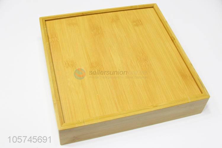 Hot selling 4 grids bamboo serving tray food tray with handles