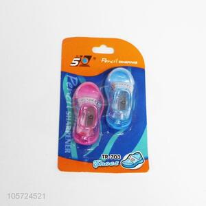 Good quality 2pcs shoe shape plastic pencil sharpener