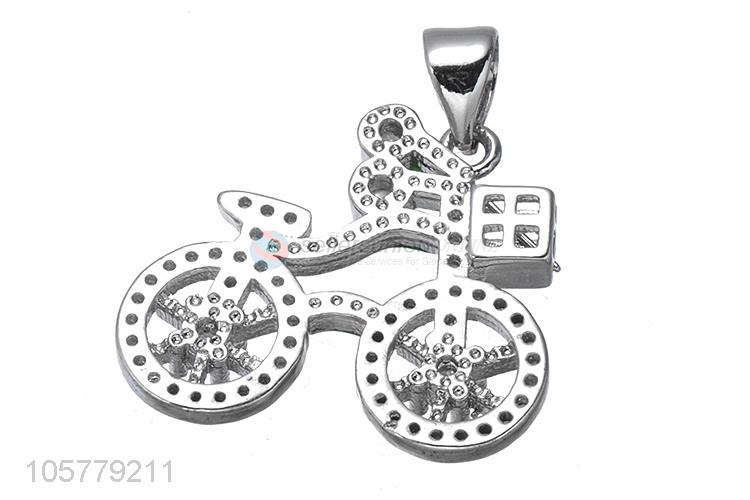 High Quality Bicycle Shape Inlay Zircon Necklace Pendant