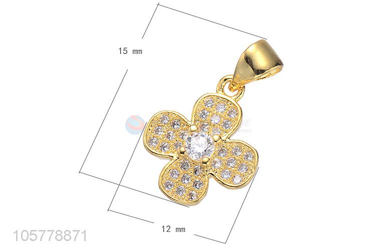 Popular Flower Shape Copper Pendant Inlay Zircon Necklace Accessories