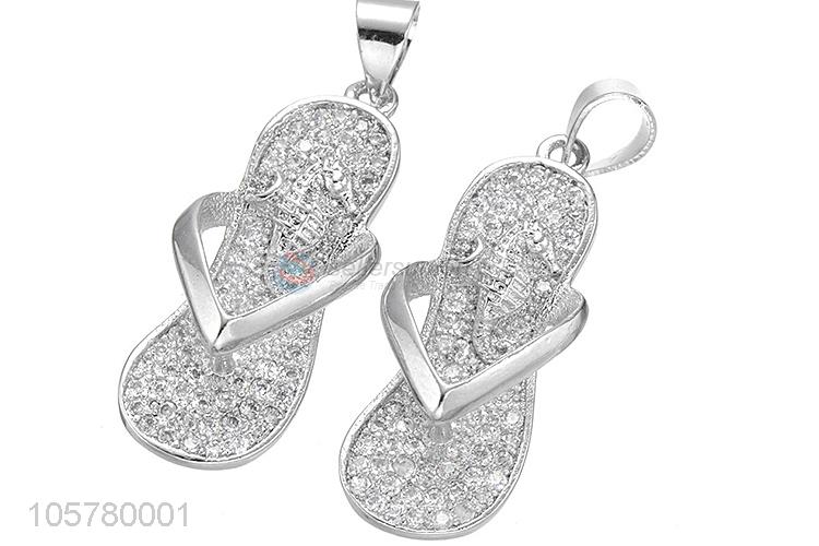 Wholesale Flip Flops Shape Copper Inlay Zircon Pendant