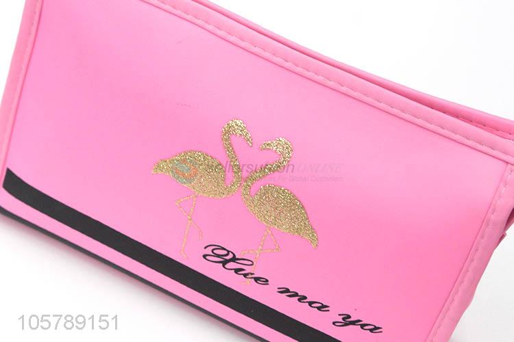 China manufacturer flamingo pu leather travel bag cosmetic bag