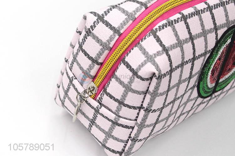 Promotional watermelon pu leather travel bag cosmetic bag