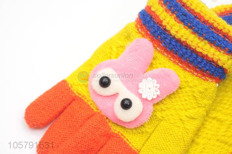 Wholesale Colorful Knitted Five Fingers Gloves For Little Girl