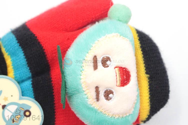 Cartoon Knitted Warm Gloves With Rope For Children