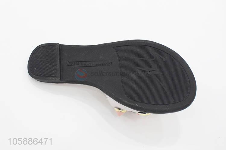 Premium quality custom women flat slippers with colorful stones