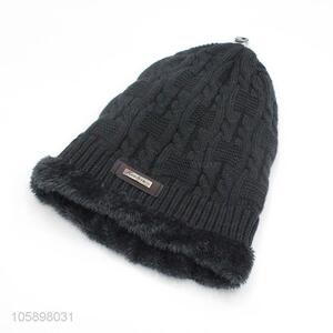 Wholesale Long Knit Beanie Plush Warm Cap