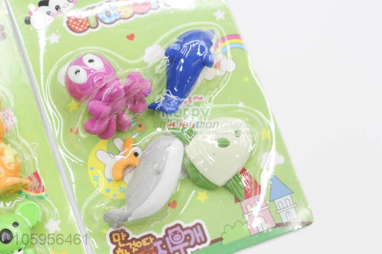 Direct factory all kinds of creative animal shaped design eraser set