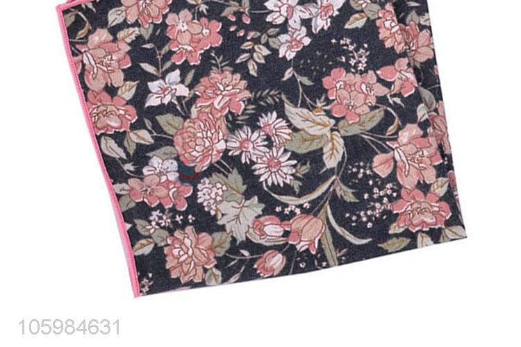 Factory promotional men pocket square flower printed handkerchief