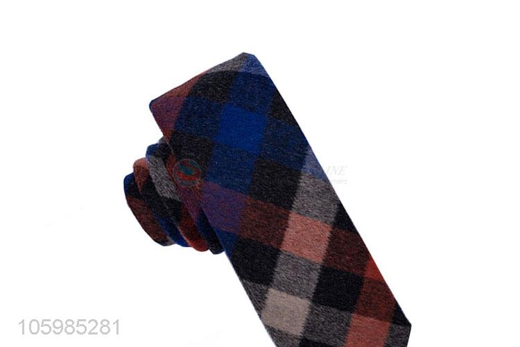 Superior factory men's skinny tie checks knitted necktie