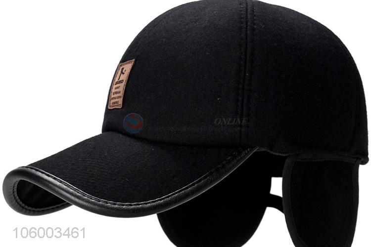 Wholesale winter baseball cap men's woolen warm earmuff middle-aged hat