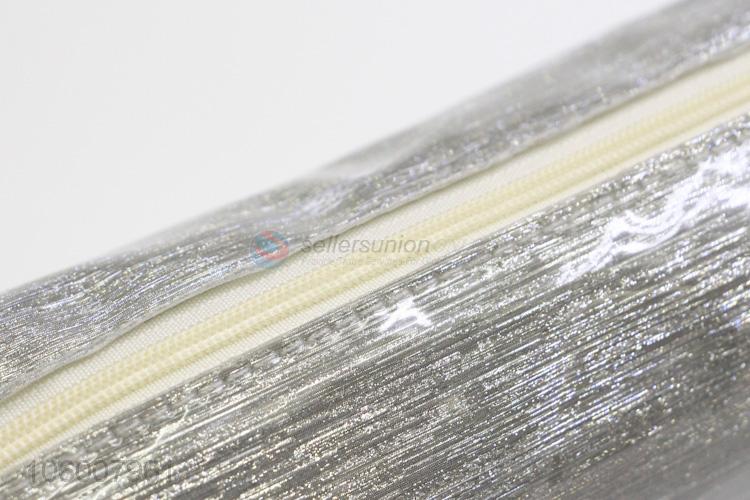 Hot selling school supplies silver glitter pvc pencil bag