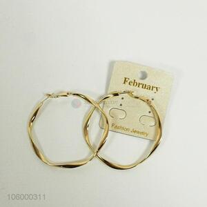 Simple chic women jewelry golden hoops earrings