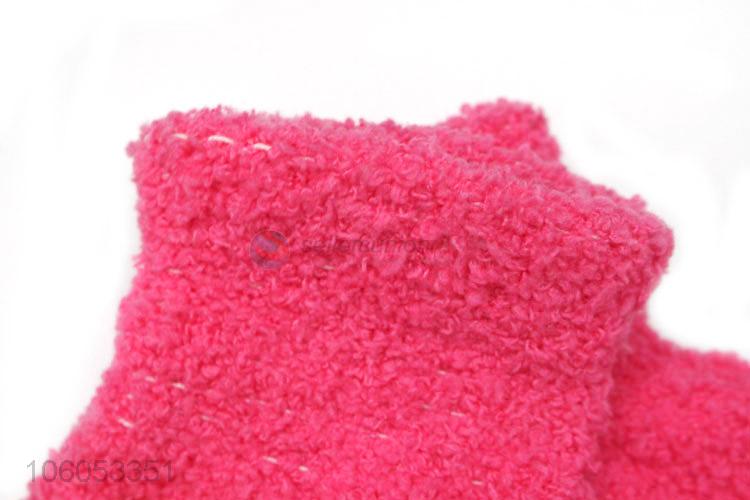 High sales winter warm microfiber knitted red color children gloves