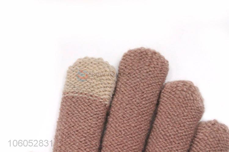 New products women warm imitation cashmere knitting touch screen gloves