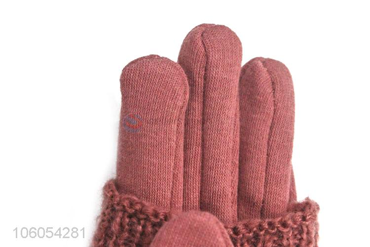 Hot Selling Winter Knitted Velvet Gloves For Children