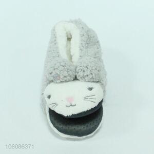 Wholesale warm animal cat plush slipper flat indoor shoe for women