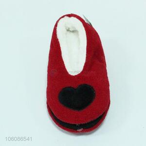 Hot style home plush shoes for girls quiet indoor floor shoes heart design